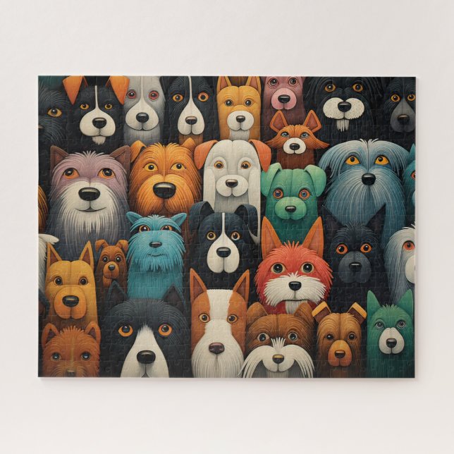 Colourful dogs faces jigsaw puzzle (Horizontal)