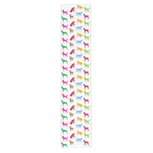 Colourful dogs silhouettes short table runner