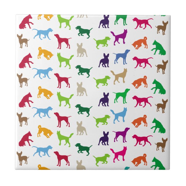 Colourful dogs silhouettes tile (Front)