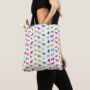 Colourful dogs silhouettes tote bag