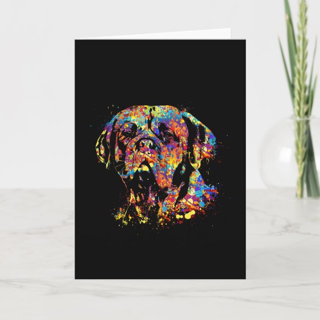 Colourful Dogue de Bordeaux Holiday Card (Front)
