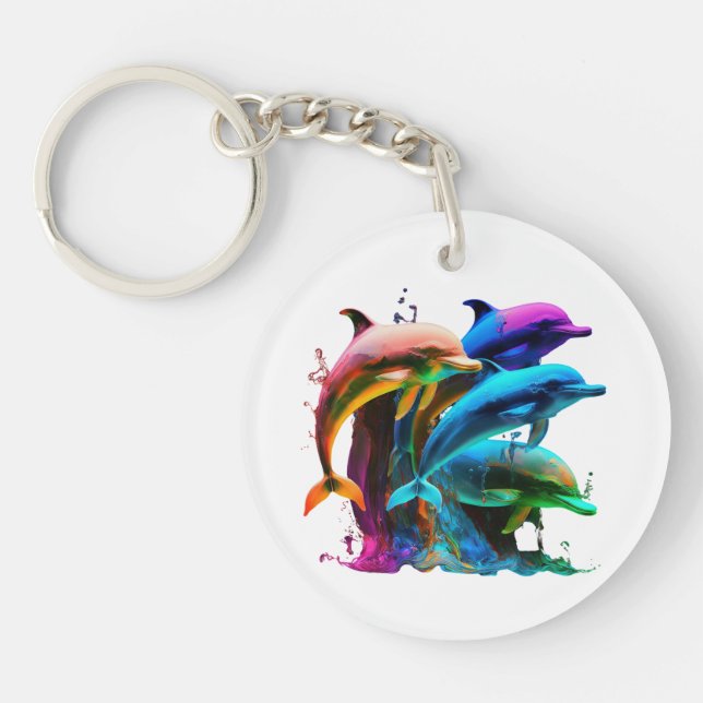 Colourful Dolphin-Awesome Sticker Key Ring (Front)