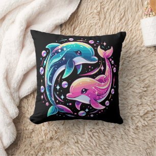 Colourful Dolphin Ocean Art Vibrant Sea Animal Lov Cushion