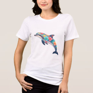 Colourful Dolphin Shirt Floral Ocean Boho Tee