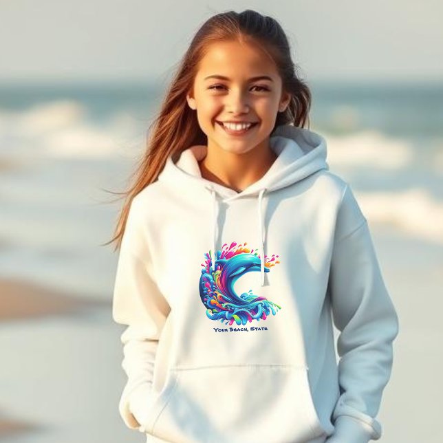 Colourful Dolphin Splash- (Dolphin-Colorful Dolphin-Beach Hoodie-Summer Hoodie-Kids)