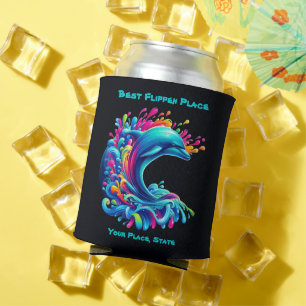 Colourful Dolphin Splash Can Cooler