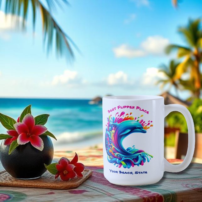 Colourful Dolphin Splash Coffee Mug (Colorful Dolphin Splash-Fisherman Core-Dopamine Dressing-Summer Mug-Beach Mug)