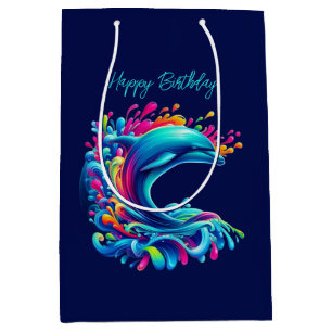 Colourful Dolphin Splash Medium Gift Bag
