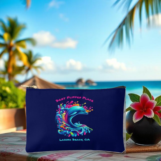 Colourful Dolphin Splash Zippered Pouch (Colorful Dolphin Splash-Fisherman Core-Dopamine Dressing-Beach pouch-Summer Pouch)