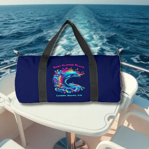 Colourful Dolphin Splash Zippered Pouch Duffle Bag