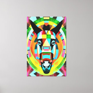 Colourful Donkey Geometric Art Abstract Canvas Print