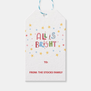 Colourful Doodle All is Bright Christmas Gift Tag