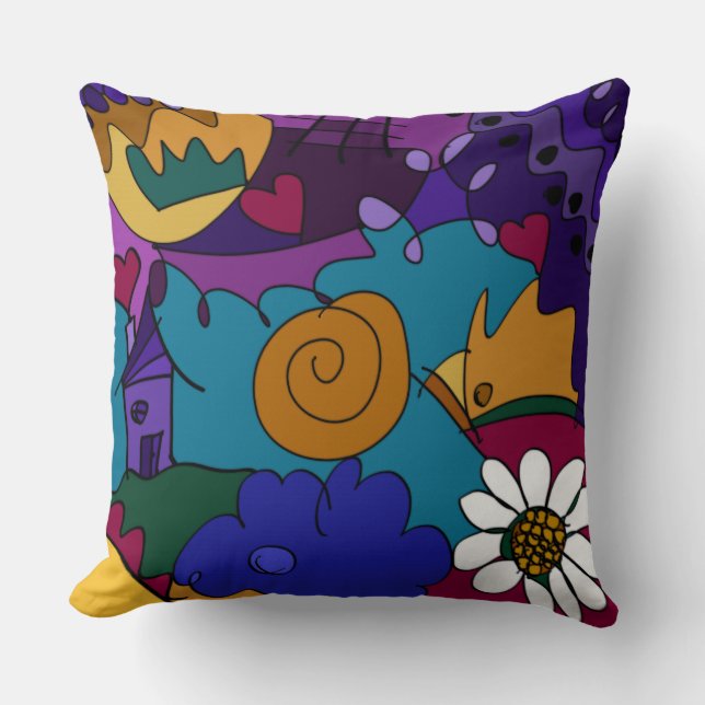 Colourful Doodle Art Cushion (Front)