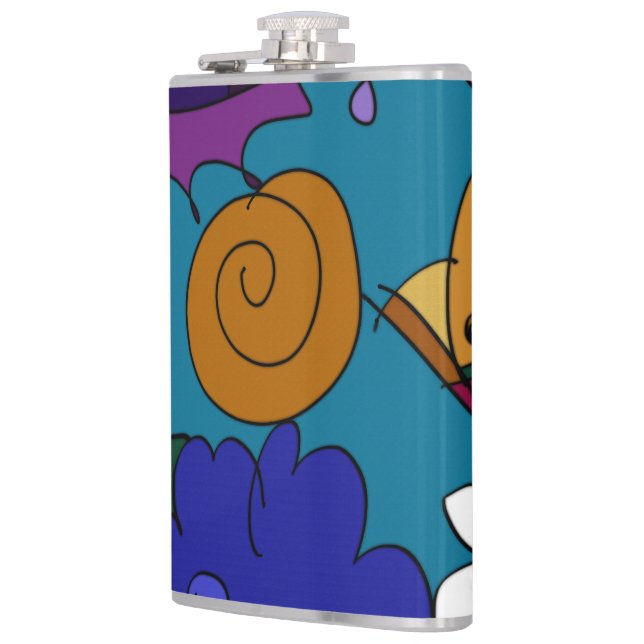 Colourful Doodle Art Personal Flask (Left)