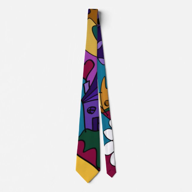 Colourful Doodle Art Tie (Front)