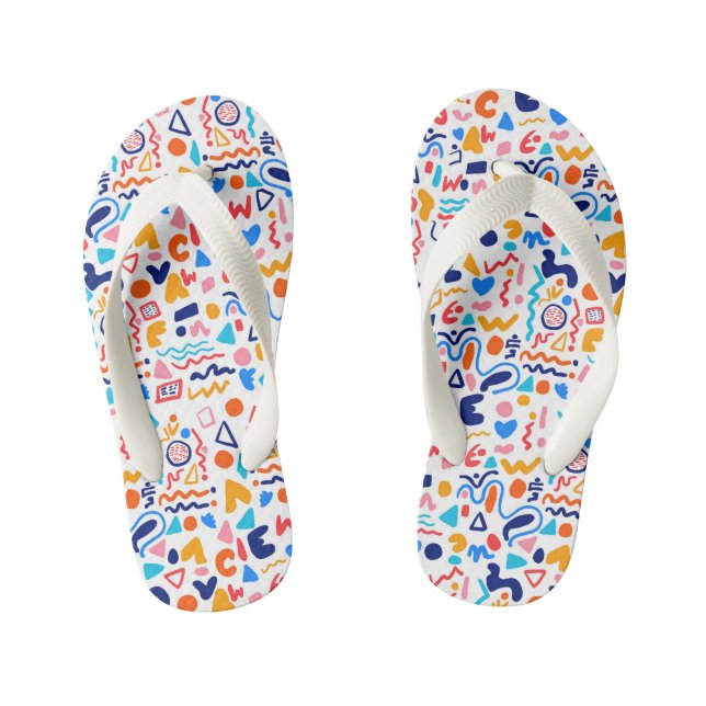 Colourful Doodle Flip Flops for Women | Retro Y2K  (Footbed)