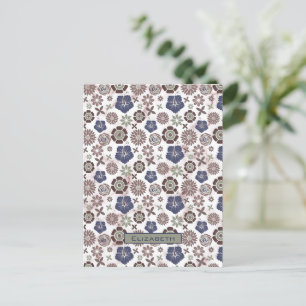 Colourful doodle floral pattern personalised name postcard