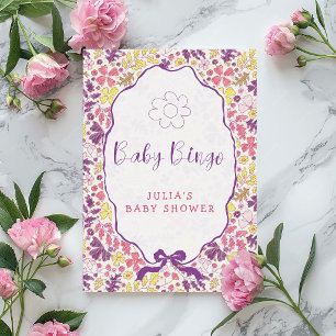 Colourful Doodle Flower Pencil Sketch Baby Shower  Invitation