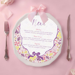 Colourful Doodle Flower Pencil Sketch Baby Shower Menu