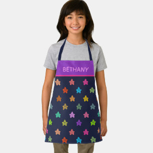 Colourful Doodle Hearts on Blue Personalised Apron