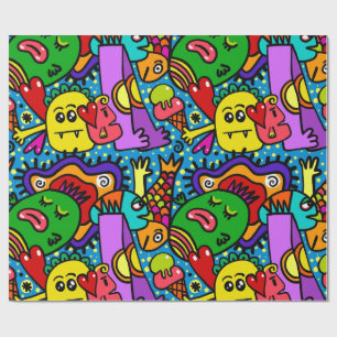 Colourful Doodle Monsters All Occasion Gift  Wrapping Paper