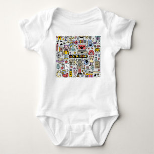 Colourful Doodle School Vintage Set Baby Bodysuit