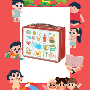 Colourful Doodle Soda Fries Lunch Box
