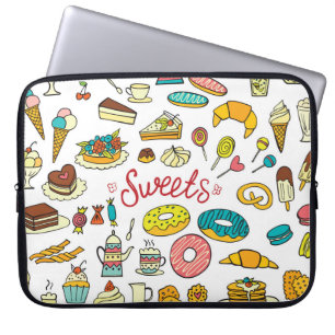 Colourful doodle sweets: dessert design laptop sleeve