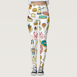 Colourful doodle sweets: dessert design leggings