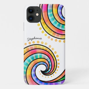 Colourful Doodles and Swirls with Name Case-Mate iPhone Case