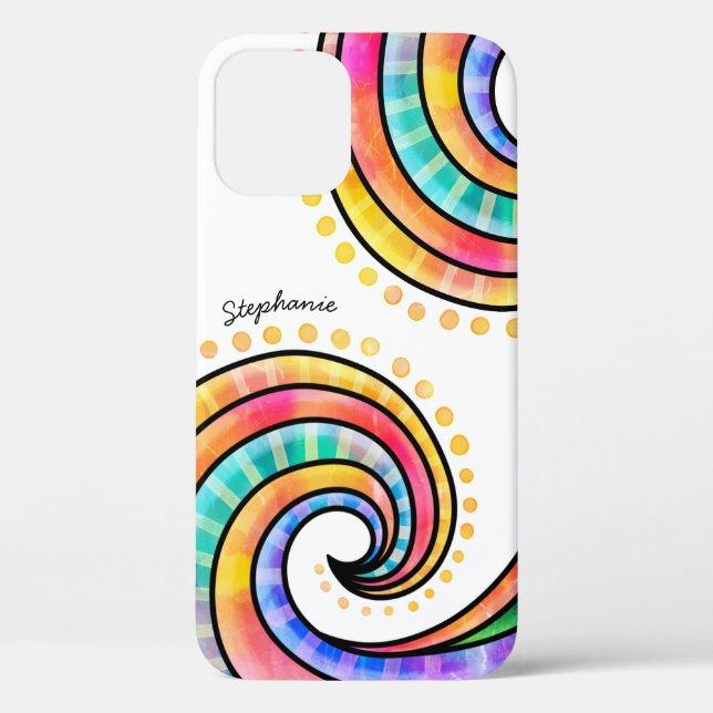 Colourful Doodles and Swirls with Your Name Case-Mate iPhone Case (Back)