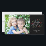 Colourful Doodles Merry Christmas Photo Black Holiday Card<br><div class="desc">This bright and colourful photo holiday card features our illustrated holiday foliage doodles and says "Merry Christmas" in a modern brush script. Comes with a matching pattern on the reverse for an extra special card. This design is part of a collection.</div>