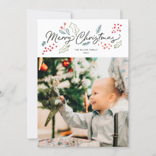 Colourful Doodles Merry Christmas Photo Holiday Card