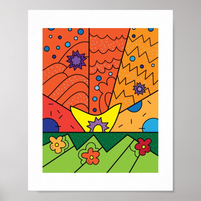Colourful Doodles, Patterns, Design Poster Print (Front)