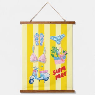Colourful Dopamine Mediterranean Coastal Summer Hanging Tapestry