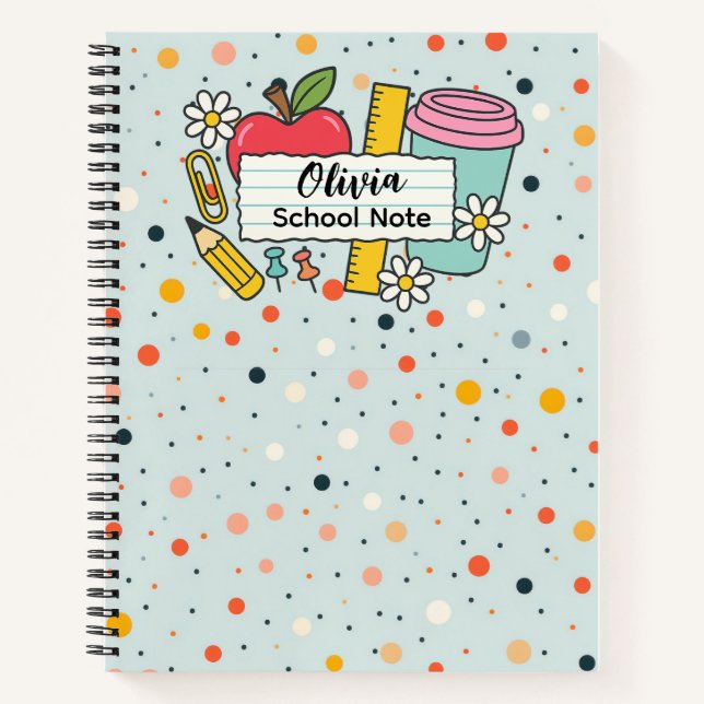 Colourful Dot Back to School Supplies  Notebook (Front)