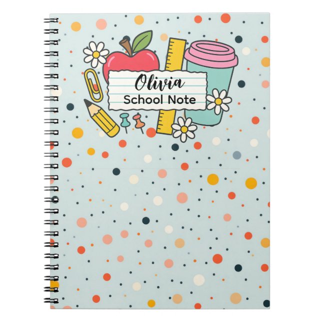 Colourful Dot Back to School Supplies  Notebook (Front)