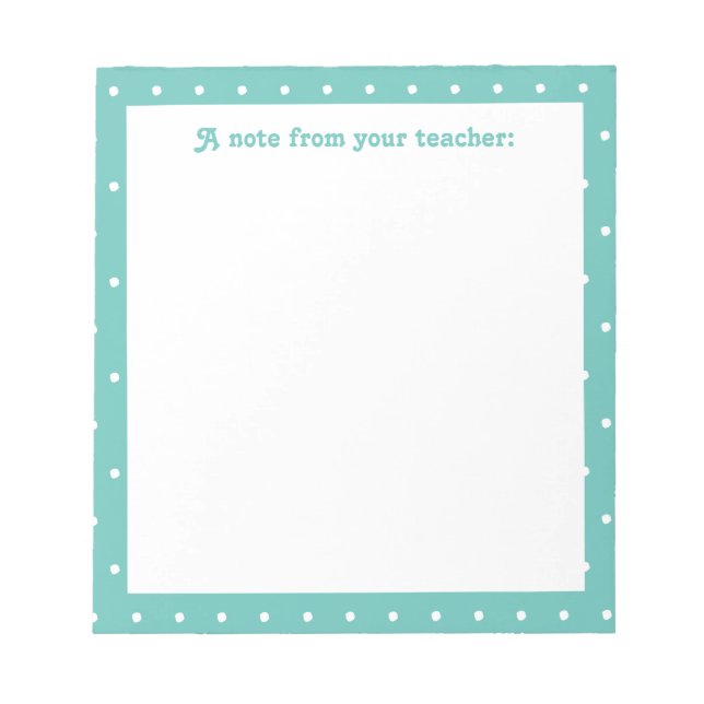 Colourful Dot Pattern Note From The Teacher (Front)