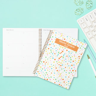 Colourful Dot Pattern Personalised School Organise Planner