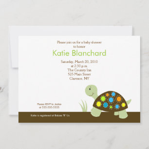 Colourful Dot Turtle Modern 5x7 Baby Shower Invitation