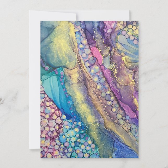 Colourful Dots Alcohol Ink Abstract Art Blank Card (Front)