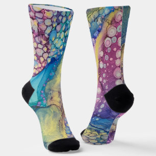 Colourful Dots Alcohol Ink Abstract Art Crazy Sock
