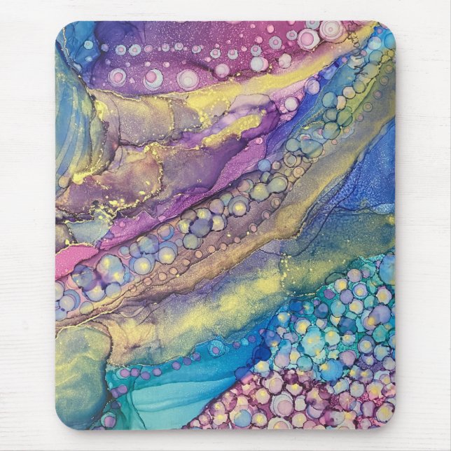 Colourful Dots Alcohol Ink Liquid Abstract Art 2 Mouse Pad (Front)