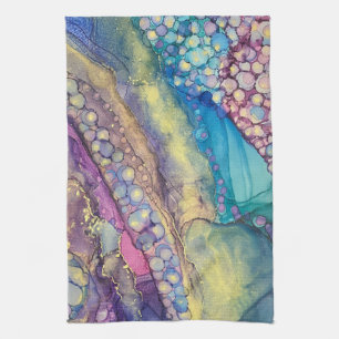 Colourful Dots Alcohol Ink Liquid Abstract Art 3 Tea Towel