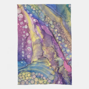 Colourful Dots Alcohol Ink Liquid Abstract Art 4 Tea Towel