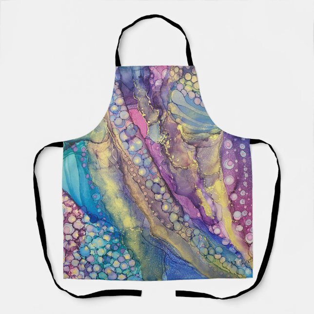 Colourful Dots Alcohol Ink Liquid Abstract Art Apron (Front)