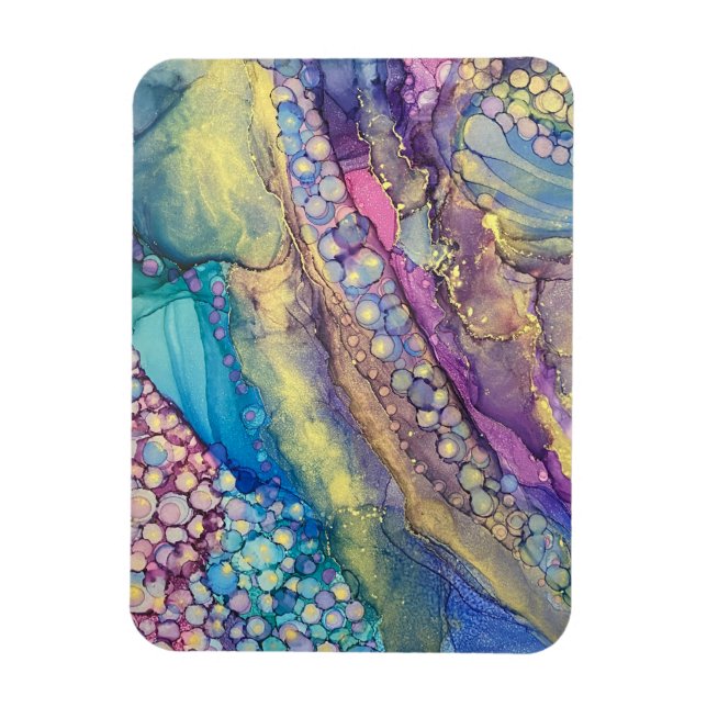 Colourful Dots Alcohol Ink Liquid Abstract Art Magnet (Vertical)