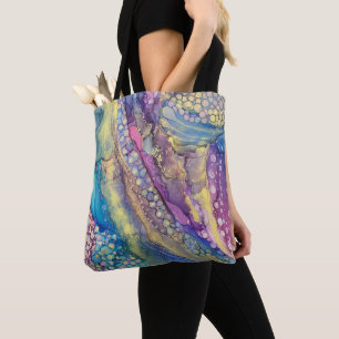 Colourful Dots Alcohol Ink Liquid Abstract Art Tote Bag