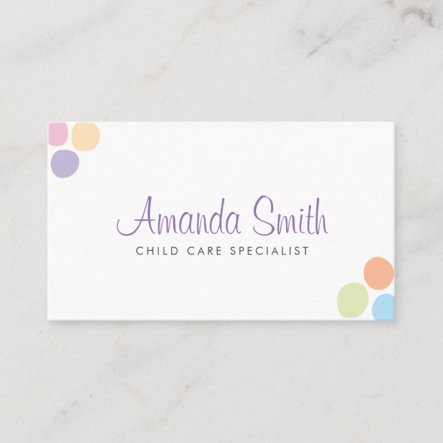 Colourful Dots Child Care Babysitting Business Business Card (Front)