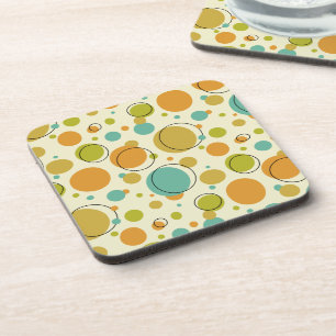 Colourful Dots Circles Mid Century Modern Pattern Coaster